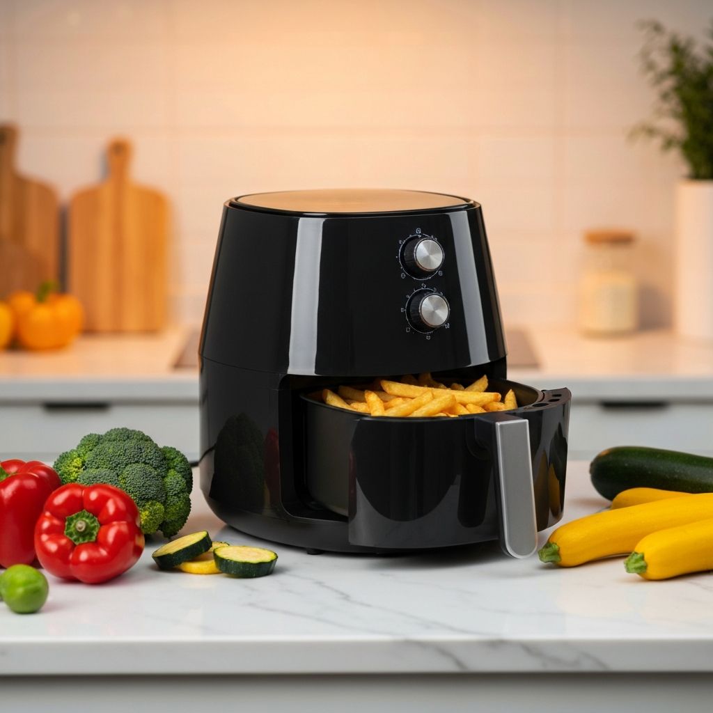 Air Fryer moderno con comida deliciosa