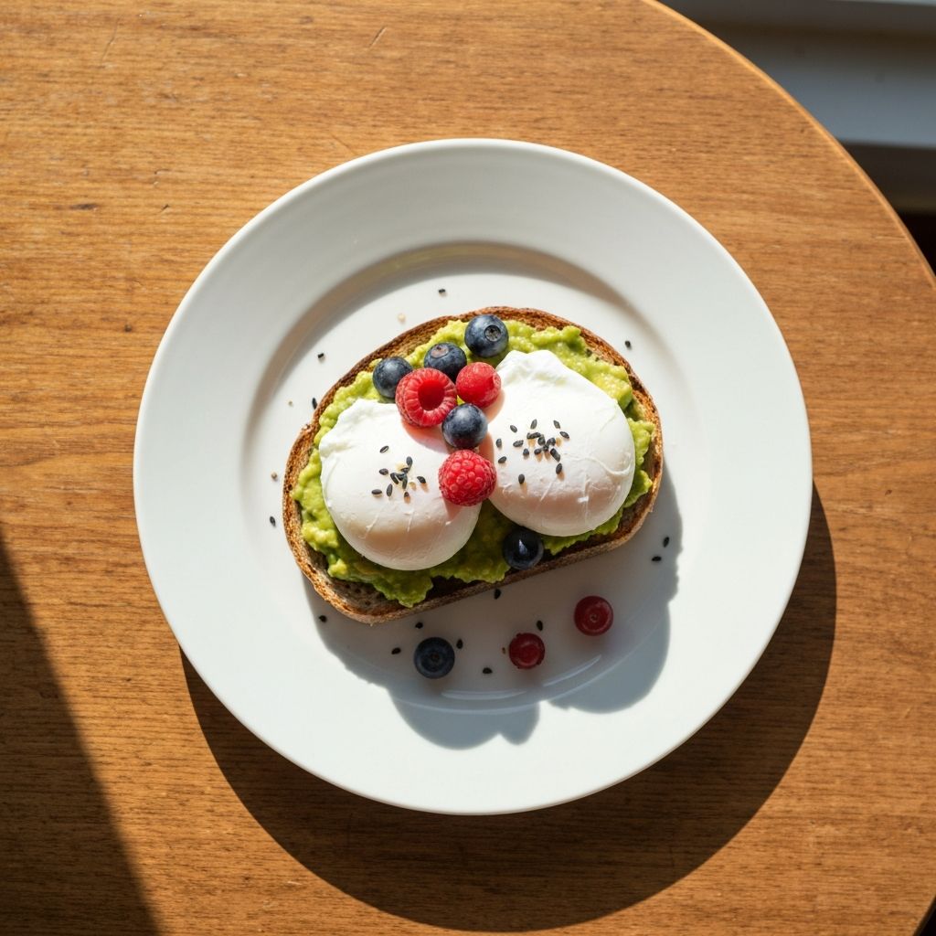 Desayuno saludable con aguacate y huevos
